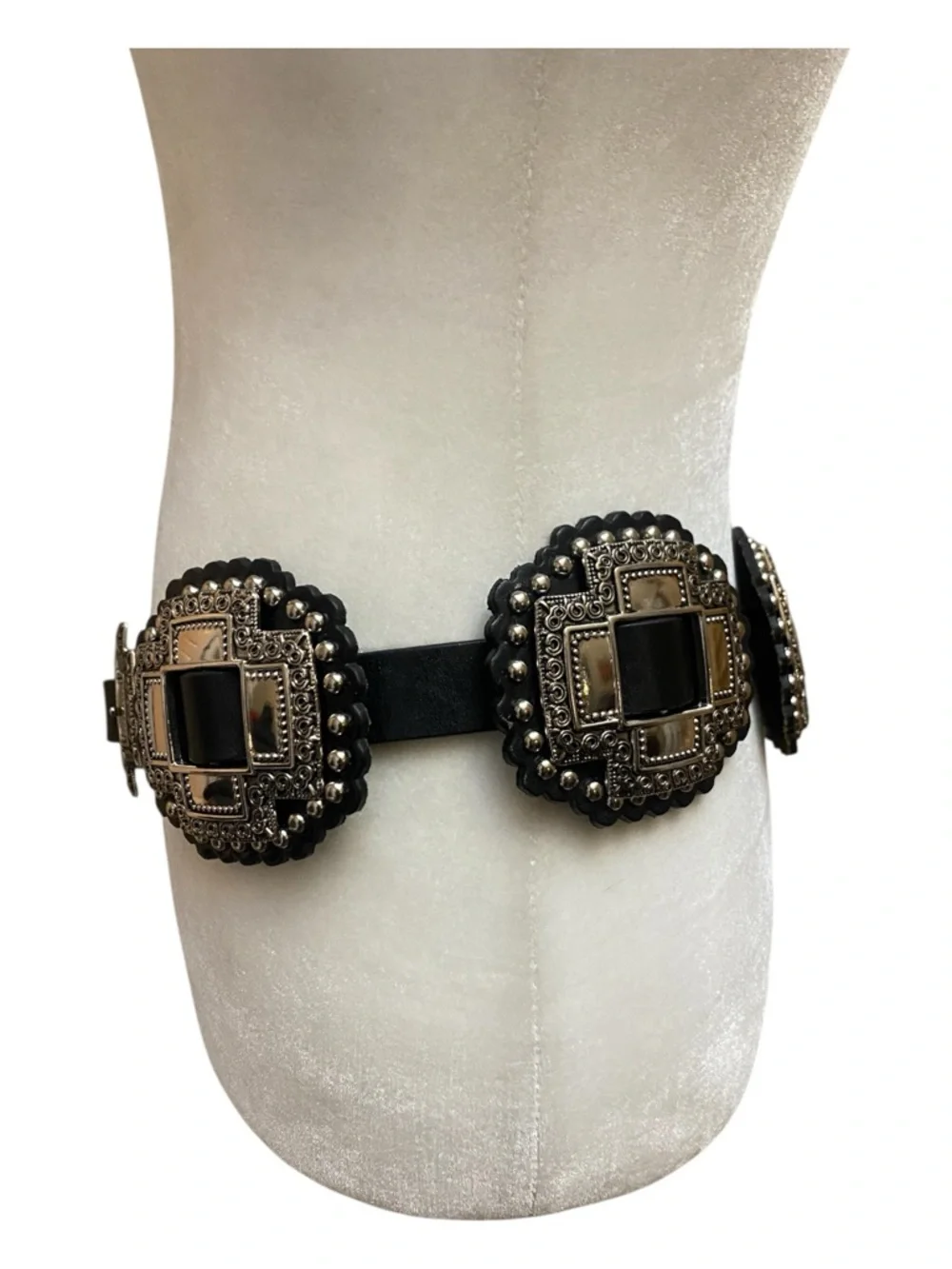Roper Womens Black And Silver Large Cross Concho Western Belt - Picture 3 of 8